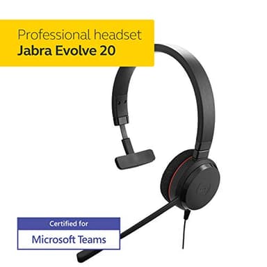 Jabra Evolve 20 MS Teams Wired Headset, Mono Telephone Headset for Greater Productivity, Superior Sound for Calls and Music, USB Connection, All Day Comfort Design - Image 2