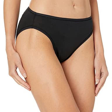 Amazon Essentials Women's Cotton High Leg Brief Underwear (Available in Plus Size), Breathable, Pack of 6, Black, Large - Image 2