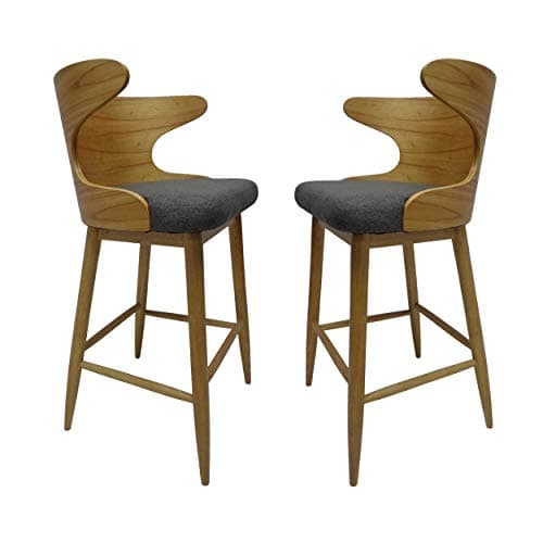 Christopher Knight Home GDFStudio Christopher Knight Home Truda Mid Century Modern Fabric Barstools Set of 2 in Charcoal - Image 1