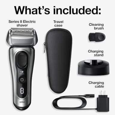 Braun Series 8 Electric Razor for Men, with 4+1 Shaving Elements & Precision Long Hair Trimmer, Close & Gentle Even on Dense Beards, Wet & Dry Electric Razor with 60min Runtime, 8517s Galvano Silver - Image 2