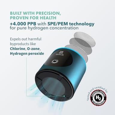 Hydrogen Water Bottle Generator - Up to 4100+ PPB - SPE/PEM Technology - Certified H2 Generator - Portable Athletic Performance & Hydration System - 6-Hour Hydrogen Retention, 10 oz (Turquoise) - Image 3