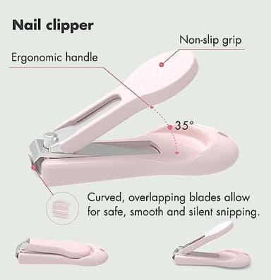 YIVEKO Baby Nail Kit, 4-in-1 Baby Nail Care Set with Cute Case, Baby Nail Clippers, Scissors, Nail File & Tweezers, Baby Manicure Kit and Pedicure kit for Newborn, Infant, Toddler, Kids-Owl Pink - Image 2
