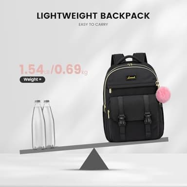 LOVEVOOK School Backpack for Teen Girls, Student Backpack Purse for 14-16 Teenage, Cute Kid Bookbag, Back to School Backpacks Fit 15.6 Inch Laptop, Large College Travel Bag, Black - Image 8