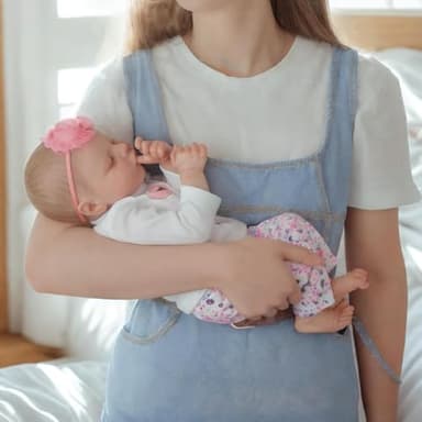 JIZHI Lifelike Reborn Baby Dolls Girl, 17 Inch Real Baby Doll Soft Body Realistic Newborn Vinyl Silicone Baby Doll Full Body Poseable Real Life Baby Dolls with Feeding Kit Gift Box for Kids Age 3+ - Image 6