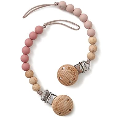 SAMiGO Pacifier Clips for Baby Girls Pacifier Holders Silicone Paci Binky Clips - 2 Pack - Image 1