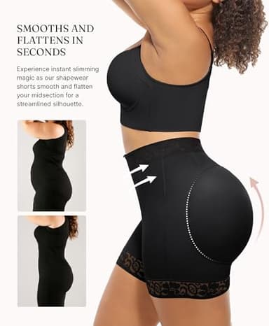 FeelinGirl Women Butt Lifter Shapewear Tummy Control Panties Firm Compression Mid-Thigh Shorts Black XL - Image 3
