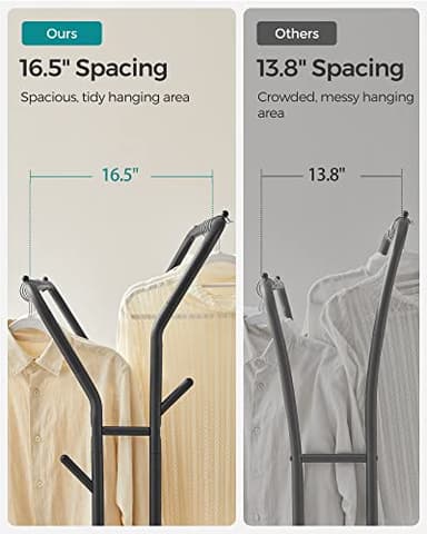 SONGMICS Clothes Rack, Double-Rod Clothing Rack for Hanging Clothes with Wheels, Garment Rack, Metal Frame, 220 lb Max. Total Load, 40.7 Inches Wide, Clothes Storage and Display, Black UHSR107B01 - Image 5