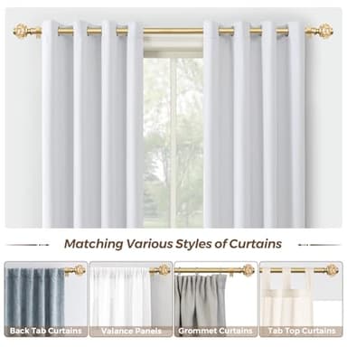 Curtain Rods 32 to 58 Inches (2.6-4.8ft), USFOOK 7/8 InchTelescoping Splicing Drapery Rods for Windows 20 to 54 Inch, Decorative Curtain Rod for Home Decor with Luxury Gold Translucent Finials - Image 8