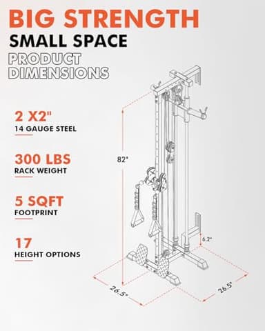 Mikolo Wall Mount Cable Station, Cable Crossover Machine with Dual Pulley System and 18 Adjustable Positions for Home Gym Fitness Equipment - Image 8