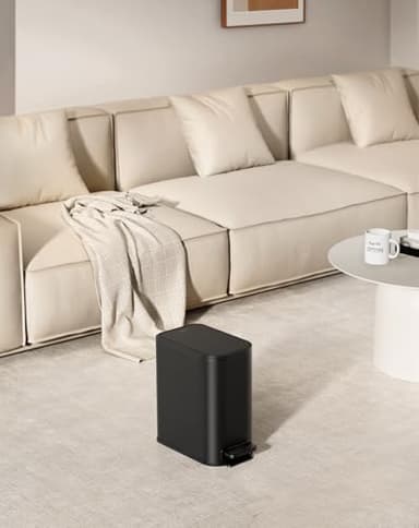 Cesun Small Bathroom Trash Can with Lid Soft Close, Step Pedal, 5 Liter / 1.3 Gallon Stainless Steel Garbage Can with Removable Inner Bucket, Waste Basket for Bathroom, Bedroom (Matte Black) - Image 8