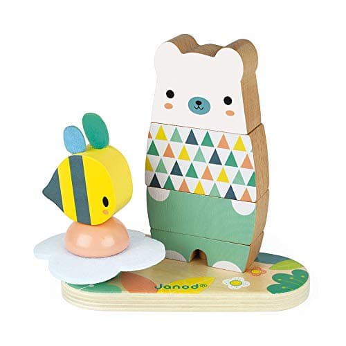 Janod Pure 2-in1 Wood Stackable Bear - 12+ Months - J05156 - Image 1
