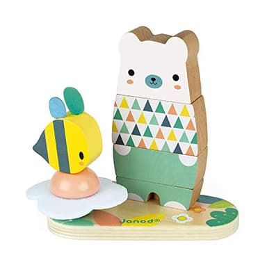 Janod Pure 2-in1 Wood Stackable Bear - 12+ Months - J05156 - Image 1