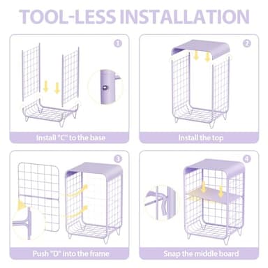 APEXCHASER Cute Nightstand, 3 Tier Metal Side Table With Storage, Vintage Bedside Table for Girls Bedroom, Living Room, Dorm - Purple - Image 7