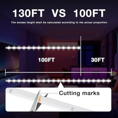 DAYBETTER LED Strip Lights 130ft Lights Strip for Bedroom, Desk, Indoor Room Bedroom Brithday Gifts RGB Decor with Remote and 24V Power Supply - Image 2