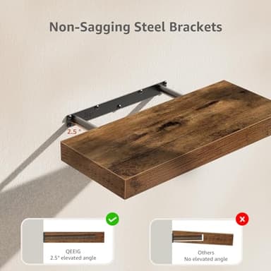 QEEIG ‎Bathroom Shelves Over Toilet - Paper Storage Wall Mounted Farmhouse Decor Decorations Aesthetic Décor Sign Small Floating Wall Shelf 2+1 Set 16 inch Farmhouse, Rustic Brown (020BN-FH) - Image 6