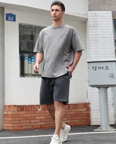 2 Pack Men's Oversized Cotton T-Shirts Loose Fit Vintage Tee Short Sleeve Casual Tshirts Solid Tops(BGGY,L) - Image 6