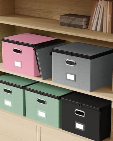 Oterri 1 Pack Large File Organizer Boxes with Lids, File Box with Mesh Pockets, Document Organizer Box for Legal/Letter Size Folders, Zippers Important Document Organizer (Black, Without Folders) - Image 6