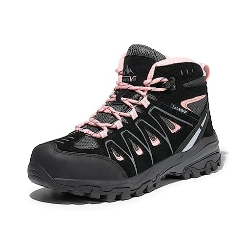 NORTIV 8 Women's Hiking Boots,Size 8.5W,Black/Pink,SNHB211W-W - Image 1