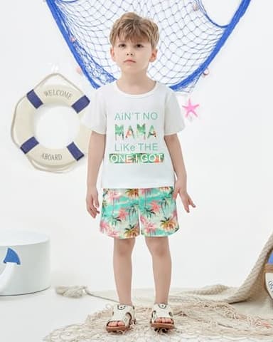 YUEMION Toddler Baby Boy Summer Outfit Baby Boy Clothes Short Sleeve T-Shirts Top + Shorts 2Pcs Boy Clothing Casual Set(White, 18-24 Months) - Image 3