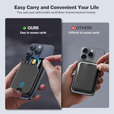 QYQBOON Mag-Safe Wallet Magnetic Wallet for Phone Lightweight Magnetic Phone Pouch Stand Adjustable Leather Mag-Safe Card Holder for iPhone 17/16/15/14/13/12 Series, Not for iPhone 13/12 Mini (Black) - Image 6