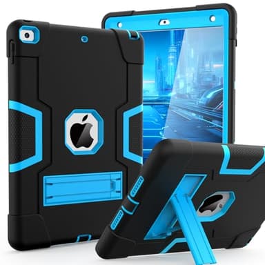 Cantis Case for ipad 9th Generation/ 8th Generation/ 7th Generation, Slim Heavy Duty Shockproof Rugged Protective Case with Built-in Stand for iPad 10.2 inch 2021/2020/2019, Black+Blue - Image 1