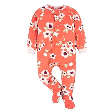Gerber Baby Girls Toddler Loose Fit Flame Resistant Fleece Footed Pajamas 2-Pack, Purple Flower Toss, 4T - Image 2