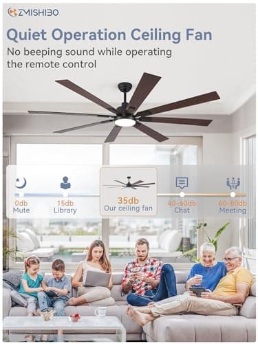 ZMISHIBO 72 inch Large Ceiling Fans with Lights and Remote, Indoor/Outdoor Black Modern Ceiling Fan for Kitchen Living Room Patio, 6 Speed Reversible Quiet DC Motor, 3 CCT, Dual Finish 8 Blades - Image 5