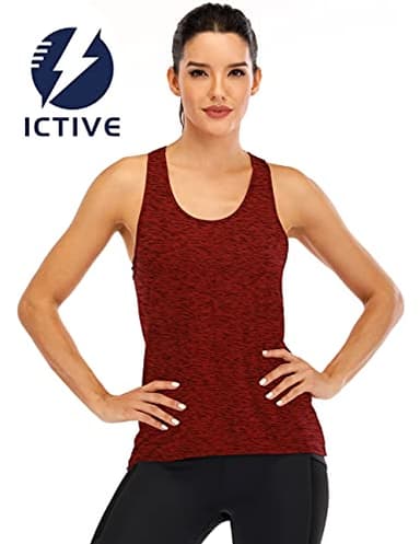 ICTIVE Womens Cross Backless Workout Tops for Women Racerback Open Back Shirts Athletic Sleeveless Clothes Burgundy M - Image 2