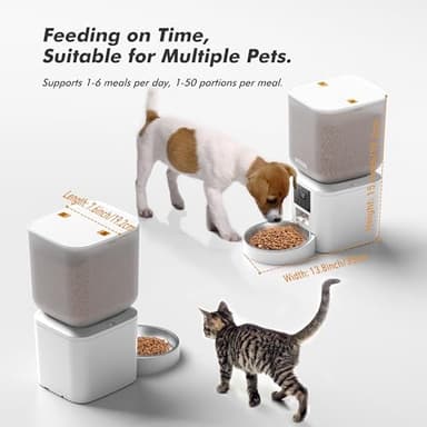 Automatic Dog Feeder - 8L/34 Cups Large Capacity Automatic Cat Food Dispenser with LCD Screen, Large Food Tray, Battery Operated, Timed Cat Feeder, Up to 50 Portions 6 Meals Per Day, Keeps Fresh - Image 3