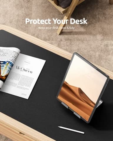 YSAGi Leather Desk Protector, Office Mat, Large Mouse Mat, Non-Slip PU Leather Blotter, Laptop Desk Mat, Waterproof Writing Pad for Office and Home (Black, 31.5" x 15.8") - Image 7
