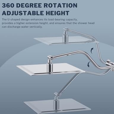 Cenosa All Metal Rain Shower Head 12 Inch High Pressure Shower Head with Handheld Spray Combo with Adjustable Shower Extension Arm, 7-Spray, 3-Way Dual Shower Head Chrome - Image 5