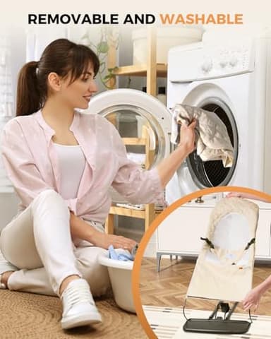 Pesticide Baby Bouncer, Bouncer Seat for Babies 0-12 Months,Ergonomic Baby Seat Breathable and Comfortable Cushion with 3-Height Adjustments, Pesticide Infant Rockers Portable Folding and Detachable - Image 6