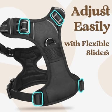 rabbitgoo Dog Harness Medium Sized, No Pull Pet Harness with 3 Buckles, Adjustable Soft Padded Vest with Control Handle, Walking Reflective Pet Vest for Medium Dogs, Black, M - Image 4
