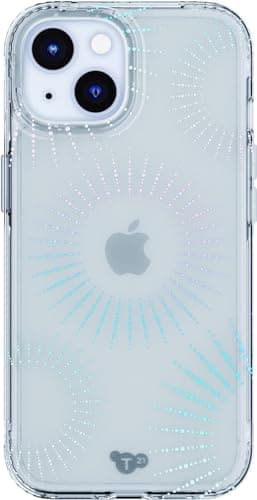 Tech21 Evo Sparkle case for iPhone 15 Plus - Compatible with MagSafe - Impact Protection Case - Lunar Clear - Image 1