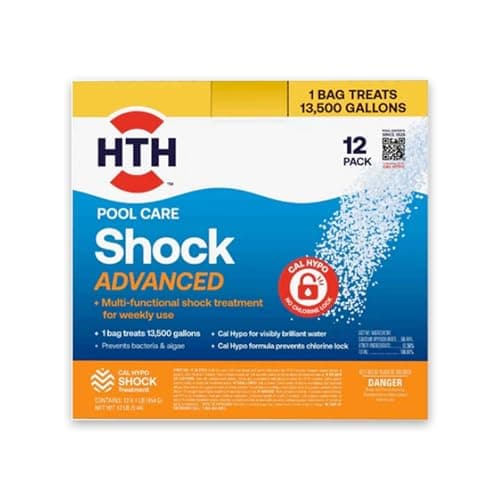 HTH 52037R Pool Care Shock Advanced, Swimming Pool Chemical - Cal Hypo Formula, Prevents Bacteria & Algae, Restores Crystal Clear Water - Shock Treatment, 1lb (12 Pack) - Image 1