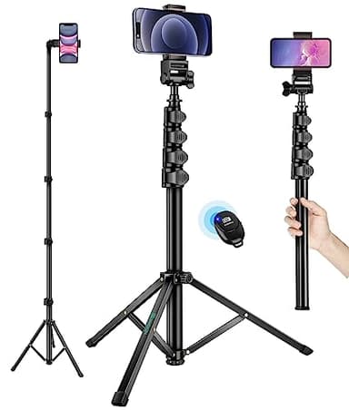 Nineigh Phone Tripod, 70" Selfie Stick Tripod Stand Cell Phone Tripods with Remote Phone Holder Carry Bag, Aluminum Alloy Selfie Stick Tripods, Compatible with iPhone Samsung GoPro Smartphone - Image 1