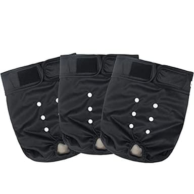 Grecle Washable Female Dog Diapers - Premium Reusable Diapers for Doggie in Heat - Highly Absorbent Dog Diapers Female for Pet Incontinence with Adjustable Snaps(Black, L) - Image 2