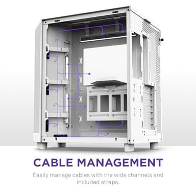 NZXT H6 Flow | CC-H61FW-01 | Compact Dual-Chamber Mid-Tower Airflow Case | Panoramic Glass Panels | High-Performance Airflow Panels | Includes 3 x 120mm Fans | Cable Management | White - Image 7