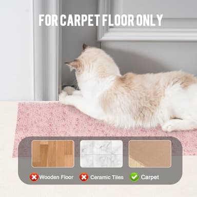 Uross Carpet Protector for Pets - Cat Carpet Protector for Doorway, Anti Scratch Under Door Cat Protector Mat, Easy to Cut Plastic Scratch Stopper Guard Carpet 3.6FT-Purple - Image 5