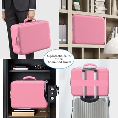 ENGPOW 5200°F Fireproof Document Bag with Lock, Upgraded Heat Insulated Fireproof＆Waterproof Box 8 Layers Document Organizer, Portable Home Travel Safe Storage Box for Important Files, Laptop, Pink - Image 9