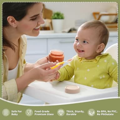 NETANY 6 Pack 4 oz Glass Baby jars with Airtight Lids, Glass Baby Food Storage Containers,Overnight Oats Containers with Lids | Microwave, Dishwasher & Freezer Safe | Includes 10 Labels - Image 5