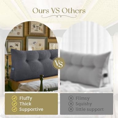 ZOEMO Headboard Wedge Pillow Large Headboard Pillow Wedge Pillow Headboard Soft and Supportive Bed Rest Reading Pillows for Sitting in Bed with Removable Cover - Image 5