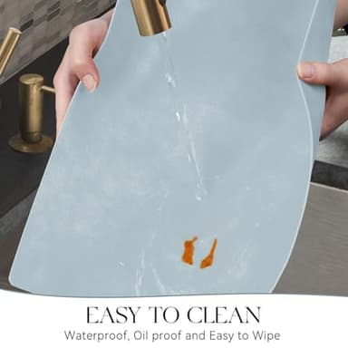 MOSAYT Vinyl Placemats Set of 4-12 X 17 Inch - Faux Leather 100% Waterproof Oil-Proof Wipeable PU Place Mats, Heat Resistant Reversible Table Mats for Kitchen, Dining, Outdoor (Light Grayish Blue) - Image 5