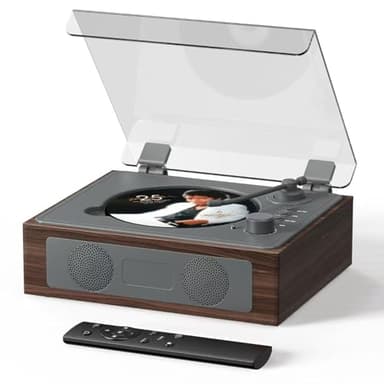 CD Player Portable with Speakers, Retro CD Record Player, Small Vintage CD Player with Bluetooth, Rechargeable Double HiFi Sound Speakers Support AUX/USB/Type-C/Headphone Jack/Remote Control - Image 1