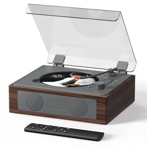 CD Player Portable with Speakers, Retro CD Record Player, Small Vintage CD Player with Bluetooth, Rechargeable Double HiFi Sound Speakers Support AUX/USB/Type-C/Headphone Jack/Remote Control