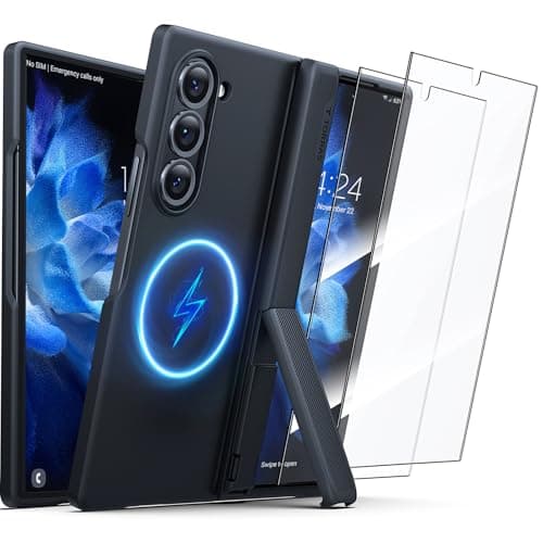 TORRAS Magnetic Armor Stand Samsung Galaxy Z Fold 6 Case with Screen Protector, [MIL-Grade Hinge Protection] [Compatible with MagSafe] [Invisible Kickstand], Hard Slim for Z Fold 6 Case, Black - Image 1
