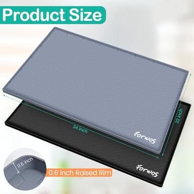 Waterproof Under Sink Mat 34" x 22", Silicone Cabinet Liner, Rubber Protector for Kitchen and Bathroom, Keeps Cabinets Clean, Dry, and Organized (Grey - Image 4