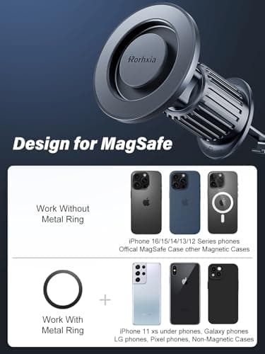 Rorhxia [Military-Grade] Magnetic Phone Holder for Car [Upgraded Strongest Magnet Power] Car Magnet Phone Mount, Air Vent Hands-Free Mag-Safe Cell Phone Holder Fit for iPhone 16 15 14 13 Pro Plus Max - Image 6