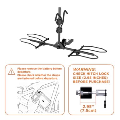 TANX Bike Racks for Ebikes,Fat Tire Bike Rack for Tow Hitch 2-Bike 160 lbs Capacity,Hitch Bike Rack for Heavy E Bike, Wobble Free Smart Tilting Folding Bicycle Car Racks for Standard, 2 inch Receiver - Image 2