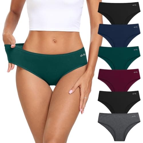 coskefy Womens Panties Soft Breathable Cotton Briefs Underwear Comfortable Low Rise Hipster Underpants 6 Pack - Image 1
